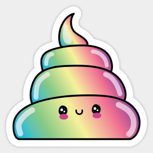 Funny Cute Rainbow Poop Emoji Sticker